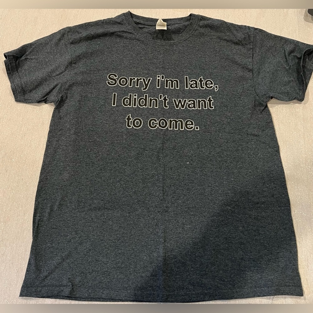 Women’s “Sorry I’m late, I didn’t want to come” Gray T-shirt